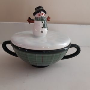 Oneida Double Handled Lidded Fill-A-Bowl Snowman